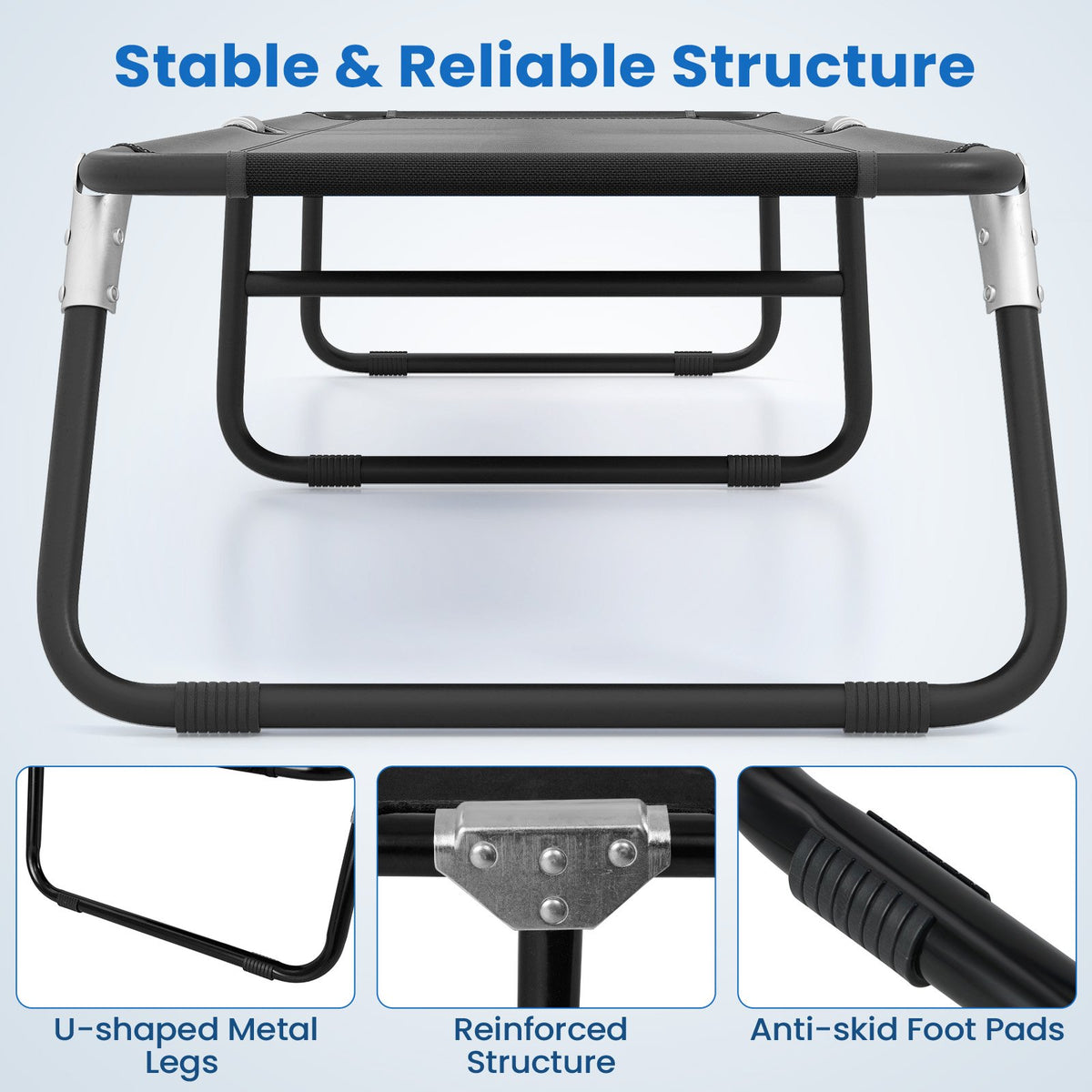 Outdoor Portable Folding Camping Bed for Sleeping Hiking Travel-Black view 7