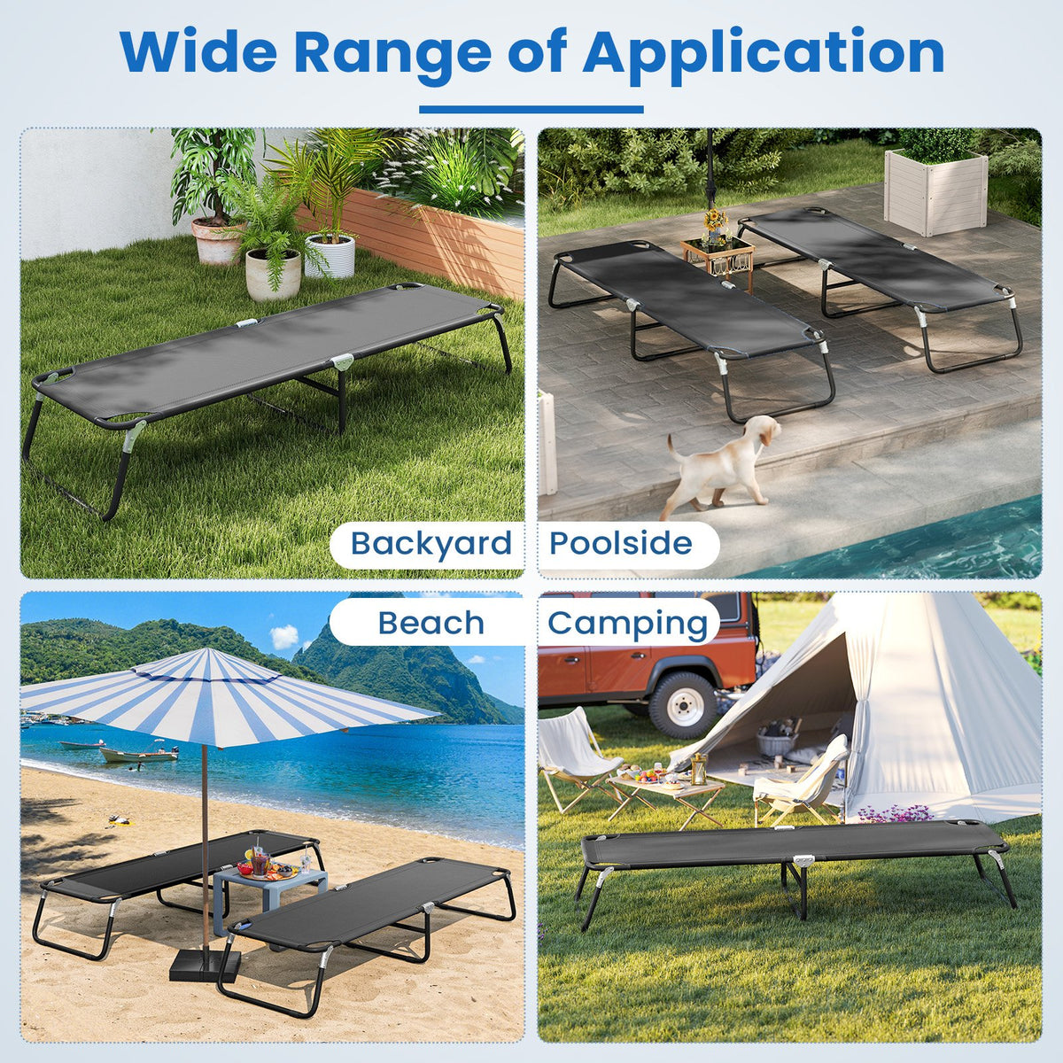 Outdoor Portable Folding Camping Bed for Sleeping Hiking Travel-Black view 9