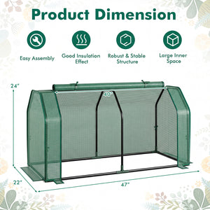 Outdoor Portable Mini Greenhouse with PE Cover and Zippered Door for Vegetables-Green view 4
