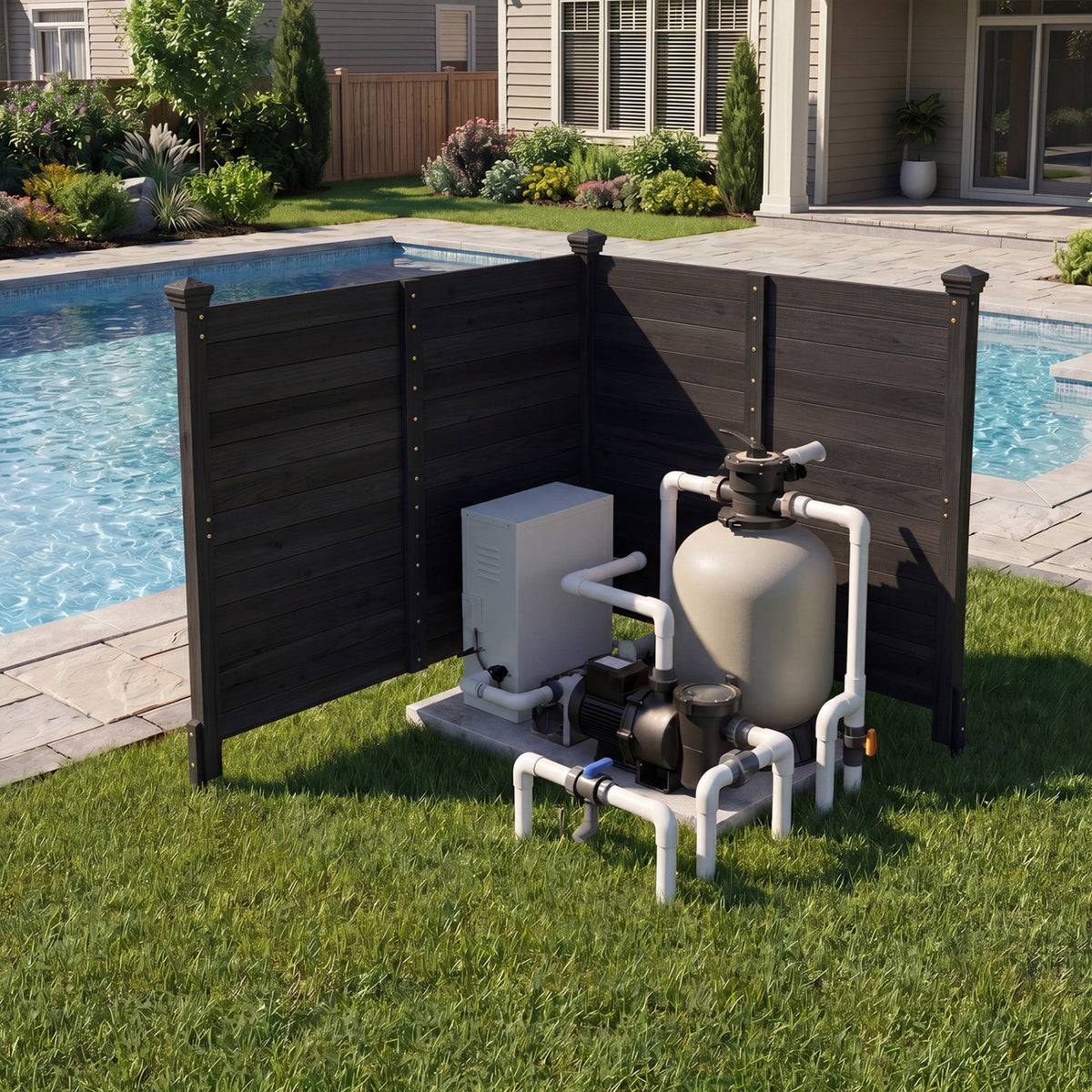 Outdoor Privacy Air Conditioner Fence for Outside and Backyard-Black view 3