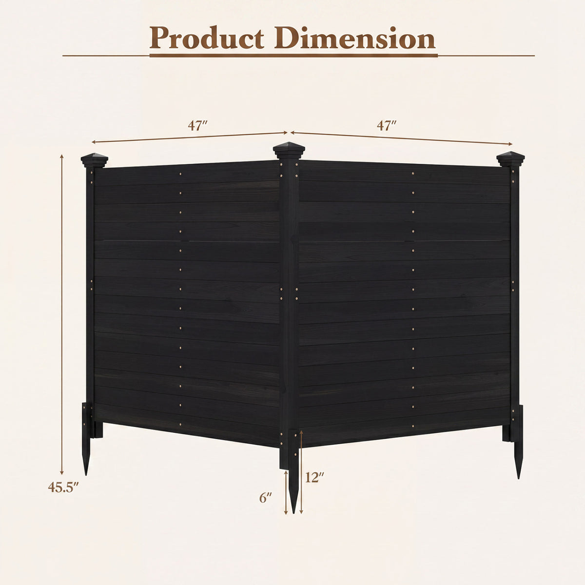 Outdoor Privacy Air Conditioner Fence for Outside and Backyard-Black view 5