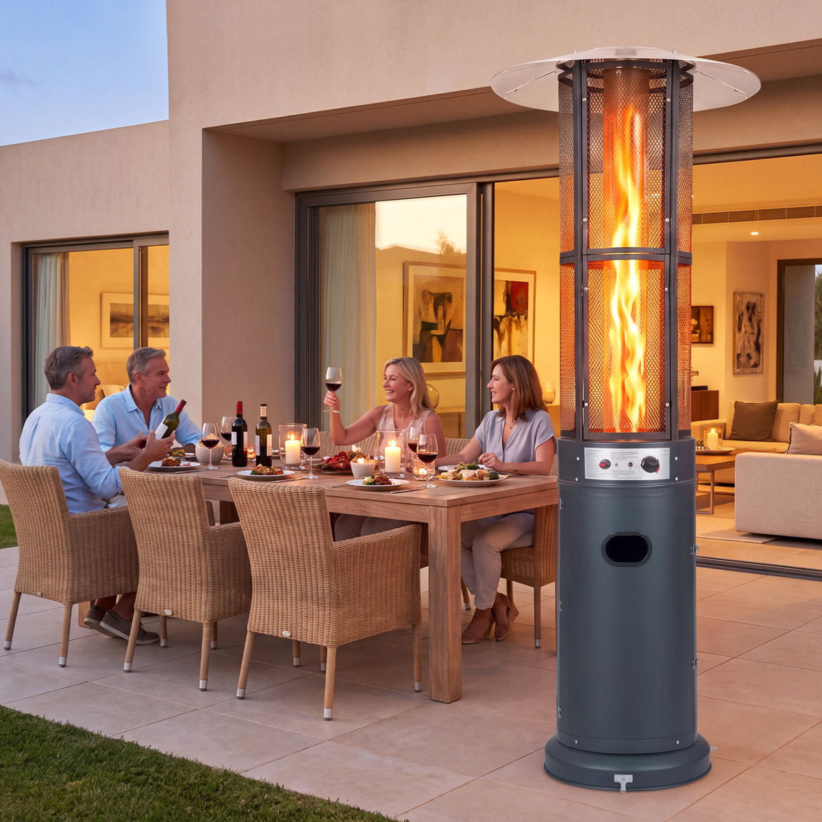 Outdoor Propane Patio Heater with Glass Tube and Tilt-Over Protection-Darkgray view 3