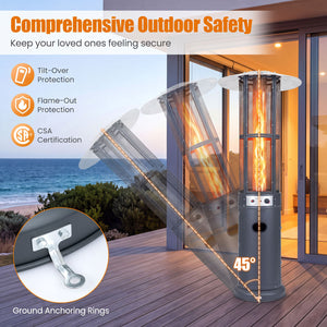 Outdoor Propane Patio Heater with Glass Tube and Tilt-Over Protection-Darkgray view 7