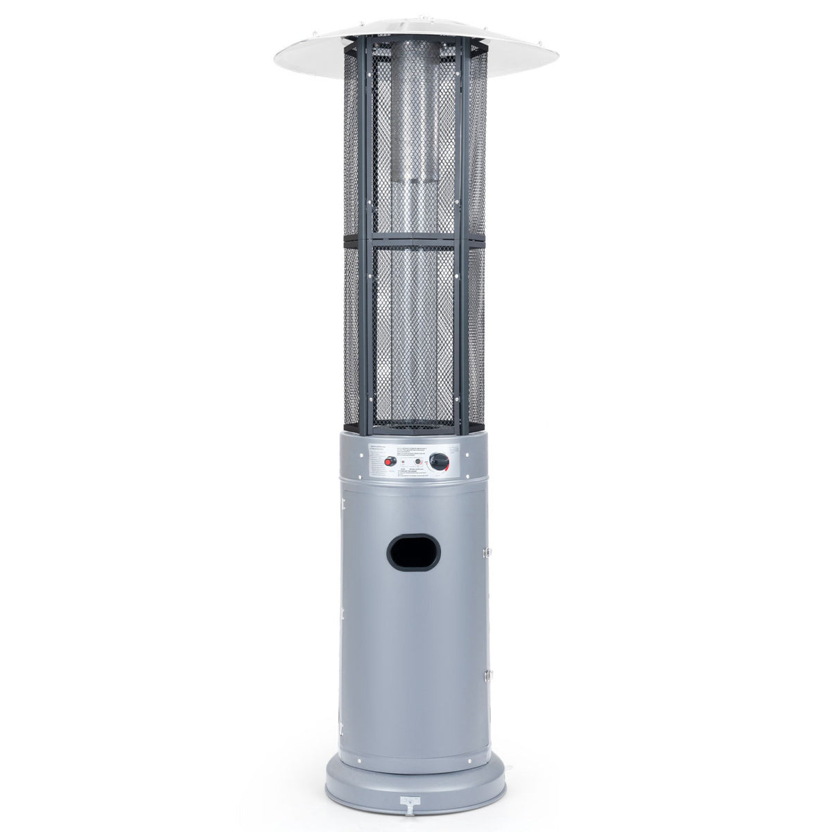 Outdoor Propane Patio Heater with Glass Tube and Tilt-Over Protection-Gray