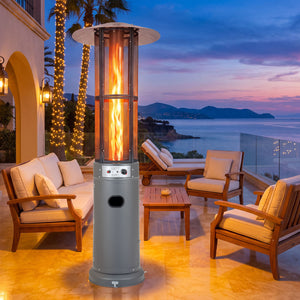 Outdoor Propane Patio Heater with Glass Tube and Tilt-Over Protection-Gray view 2