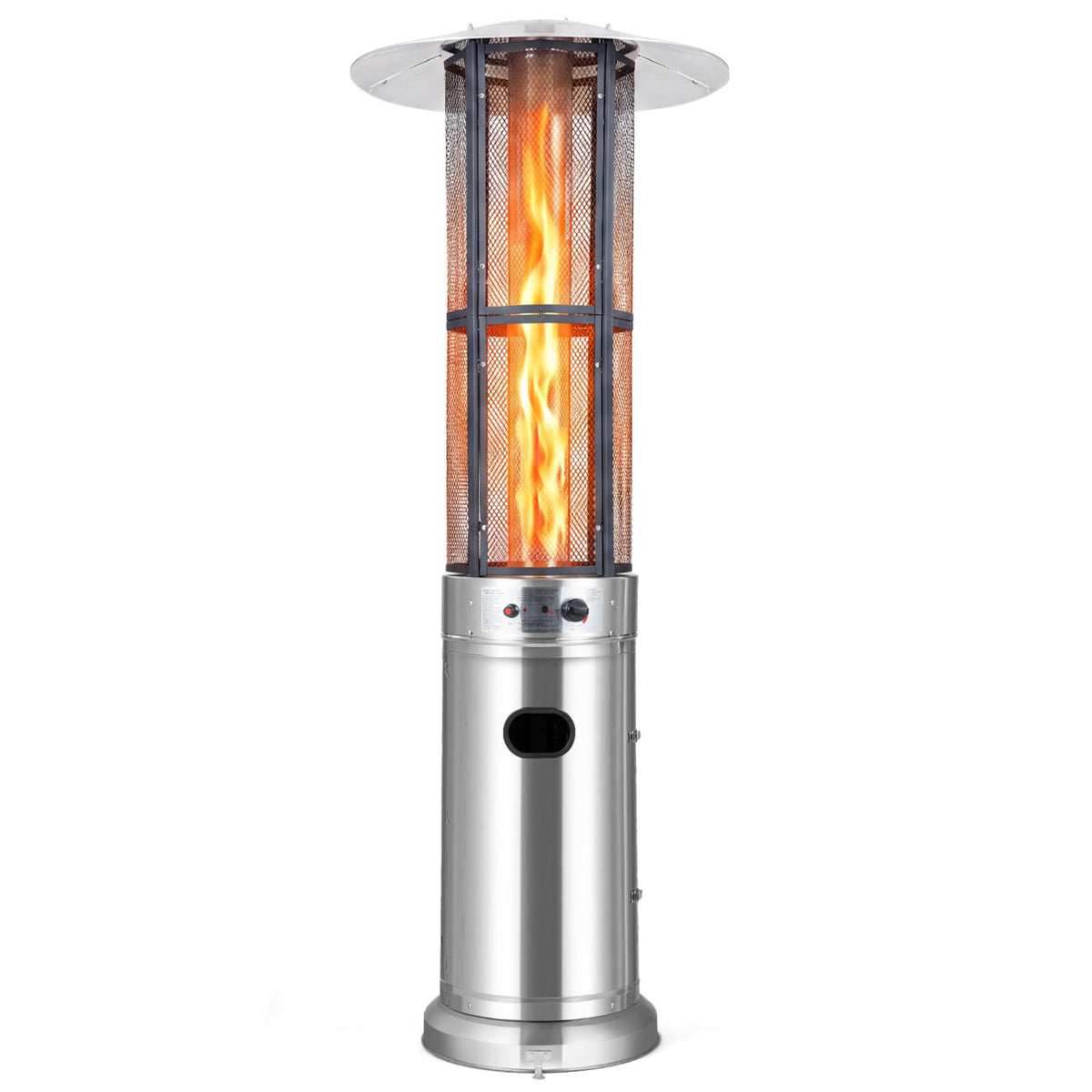 Outdoor Propane Patio Heater with Glass Tube and Tilt-Over Protection-Silver