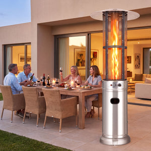 Outdoor Propane Patio Heater with Glass Tube and Tilt-Over Protection-Silver view 3