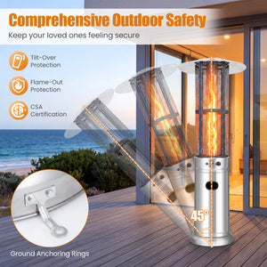 Outdoor Propane Patio Heater with Glass Tube and Tilt-Over Protection-Silver view 6