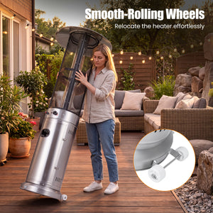 Outdoor Propane Patio Heater with Glass Tube and Tilt-Over Protection-Silver view 7