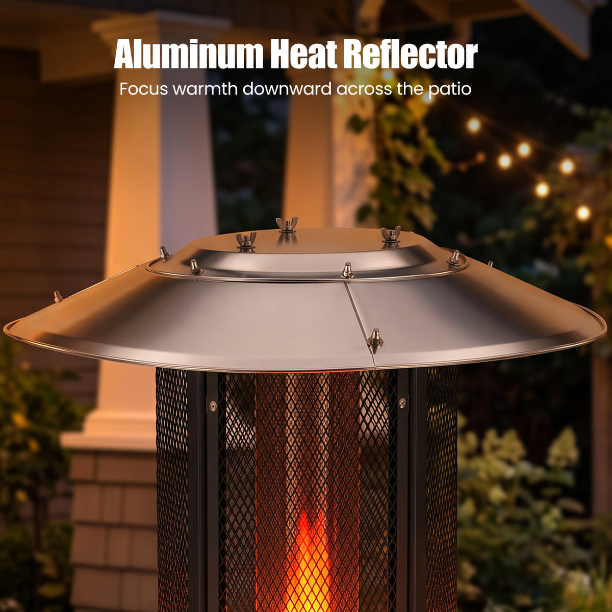 Outdoor Propane Patio Heater with Glass Tube and Tilt-Over Protection-Silver view 9
