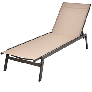 Outdoor Reclining Chaise Lounge Chair with 6-Position Adjustable Back-Brown view 9