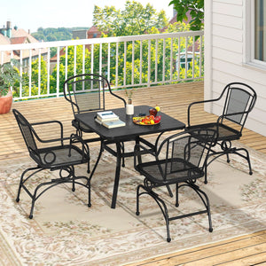 Outdoor Rocking Chair Set of 2 with Mesh Backrest and Seat for Yard-Black view 6