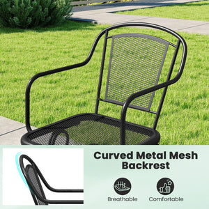Outdoor Rocking Chair Set of 2 with Mesh Backrest and Seat for Yard-Black view 8