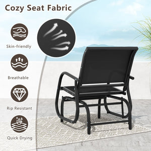 Outdoor Single Swing Glider Rocking Chair with Armrest-Black view 8