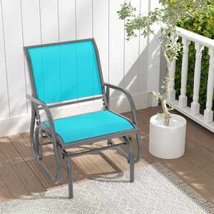 Outdoor Single Swing Glider Rocking Chair with Armrest-Turquoise view 2