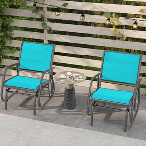 Outdoor Single Swing Glider Rocking Chair with Armrest-Turquoise view 3