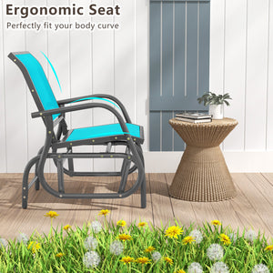 Outdoor Single Swing Glider Rocking Chair with Armrest-Turquoise view 7