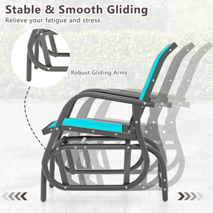 Outdoor Single Swing Glider Rocking Chair with Armrest-Turquoise view 9