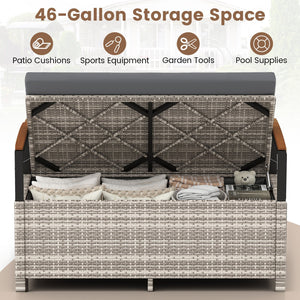 Outdoor Storage Bench Deck Box Patio Furniture with Cushion-Gray view 4