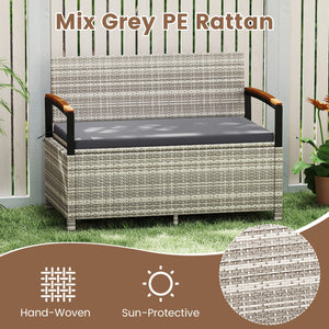 Outdoor Storage Bench Deck Box Patio Furniture with Cushion-Gray view 5
