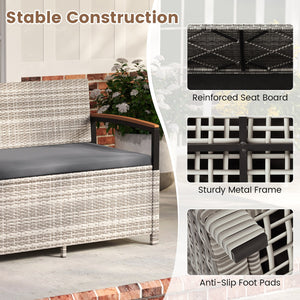 Outdoor Storage Bench Deck Box Patio Furniture with Cushion-Gray view 7