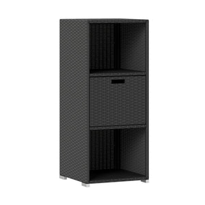 Outdoor Storage Cabinet Patio Wicker Organizer with Drawer-Black view 4