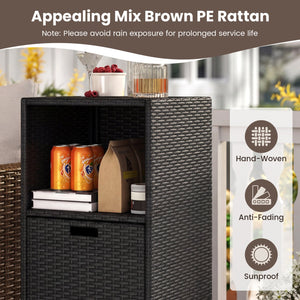 Outdoor Storage Cabinet Patio Wicker Organizer with Drawer-Black view 7