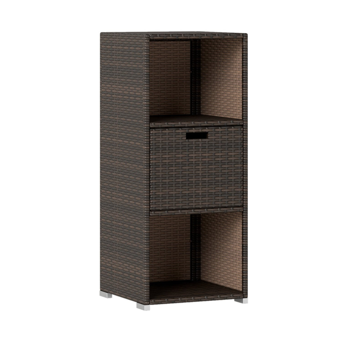 Outdoor Storage Cabinet Patio Wicker Organizer with Drawer-Brown view 4