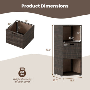 Outdoor Storage Cabinet Patio Wicker Organizer with Drawer-Brown view 5