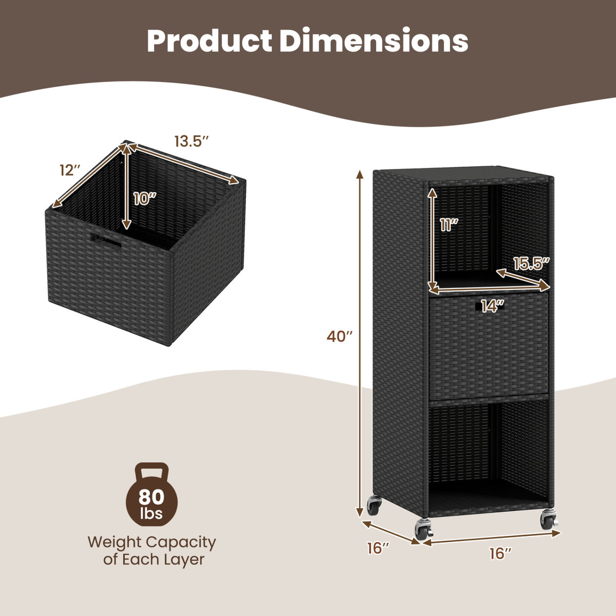 Outdoor Storage Cabinet with Drawer and 3 Shelves for Backyard-Black view 5