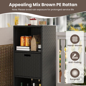 Outdoor Storage Cabinet with Drawer and 3 Shelves for Backyard-Black view 7