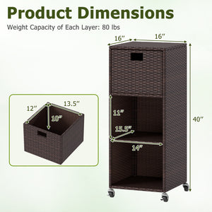 Outdoor Storage Cabinet with Drawer and 3 Shelves for Backyard-Brown view 4