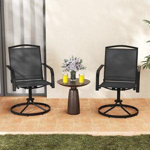Outdoor Swivel Chairs Set of 2 with High Back and Breathable Seat-Black view 3