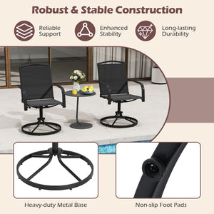 Outdoor Swivel Chairs Set of 2 with High Back and Breathable Seat-Black view 7