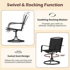 Outdoor Swivel Chairs Set of 2 with High Back and Breathable Seat-Black view 8