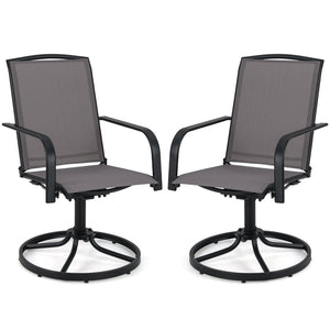 Outdoor Swivel Chairs Set of 2 with High Back and Breathable Seat-Gray