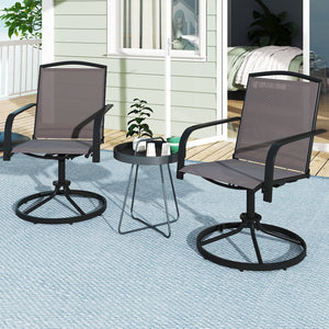 Outdoor Swivel Chairs Set of 2 with High Back and Breathable Seat-Gray view 3