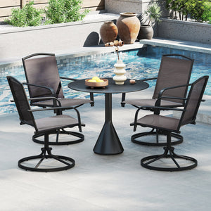 Outdoor Swivel Chairs Set of 2 with High Back and Breathable Seat-Gray view 5