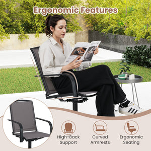 Outdoor Swivel Chairs Set of 2 with High Back and Breathable Seat-Gray view 6