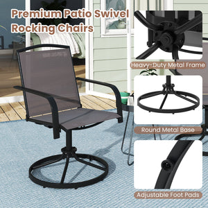 Outdoor Swivel Chairs Set of 2 with High Back and Breathable Seat-Gray view 7