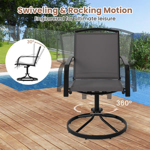 Outdoor Swivel Chairs Set of 2 with High Back and Breathable Seat-Gray view 8