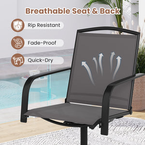 Outdoor Swivel Chairs Set of 2 with High Back and Breathable Seat-Gray view 9