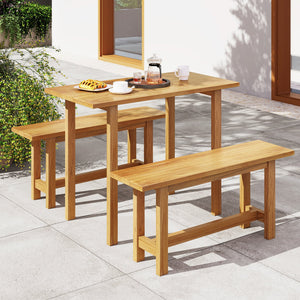 Outdoor Teak Wood Bench for Porch Backyard and Poolside view 6