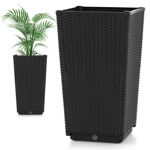 Outdoor Wicker Flower Pot Set of 2 with Drainage Hole for Porch Balcony view 4