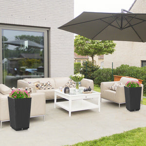 Outdoor Wicker Flower Pot Set of 2 with Drainage Hole for Porch Balcony view 6