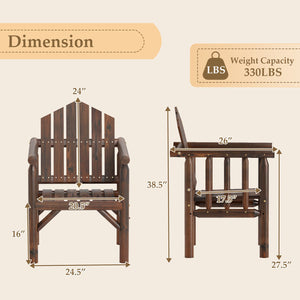 Outdoor Wood Armchair Wooden Patio Dining Chair with Armrests-Brown view 4