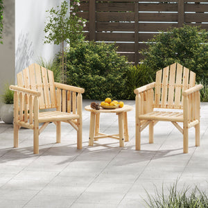 Outdoor Wood Armchair Wooden Patio Dining Chair with Armrests-Natural view 5