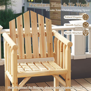 Outdoor Wood Armchair Wooden Patio Dining Chair with Armrests-Natural view 8