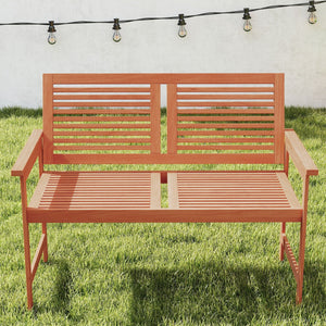 Outdoor Wooden Bench 2-Person Patio Bench with Slatted Backrest and Seat view 5