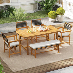 Outdoor Wooden Dining Chair Set of 2 with Armrests and Curved Back-White view 6